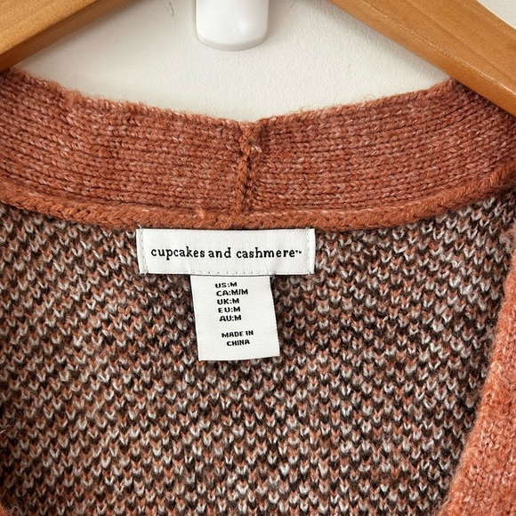 Cupcakes & Cashmere Brown and White Cardigan Sweater - Picture 3 of 6